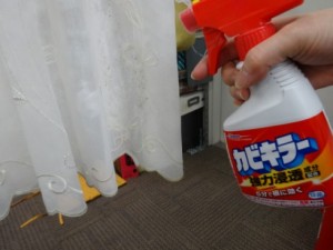 レースカーテンのカビにカビキラー