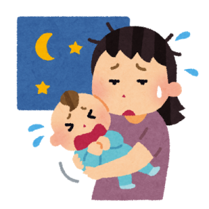 夜泣きで寝ない子供