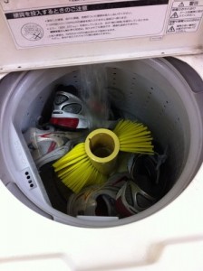 洗濯機に入れた靴