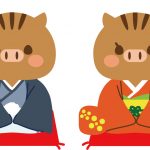 猪のカップルのイラスト
